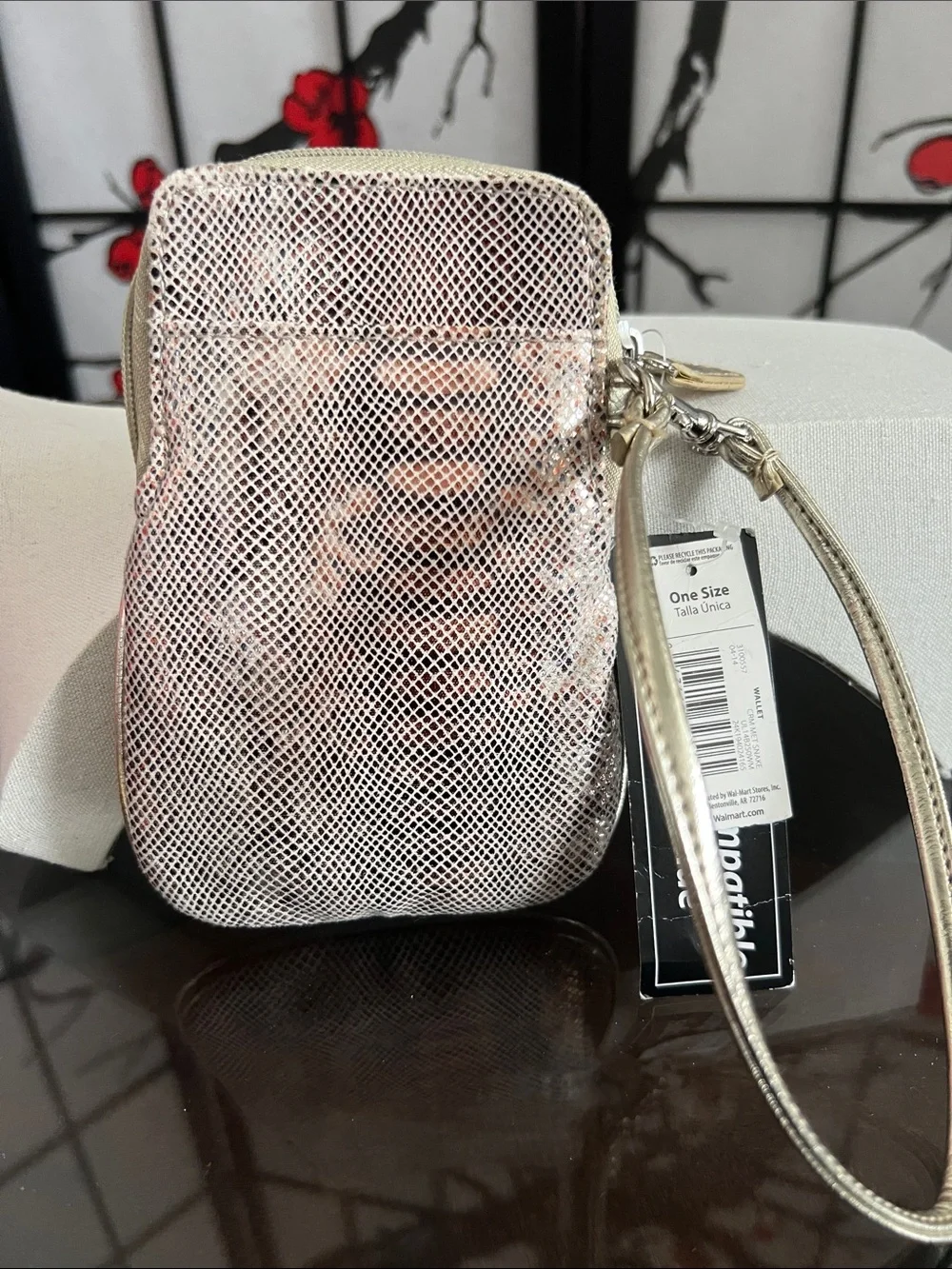 Metallic Rose Gold Phone Wristlet - Women Bags